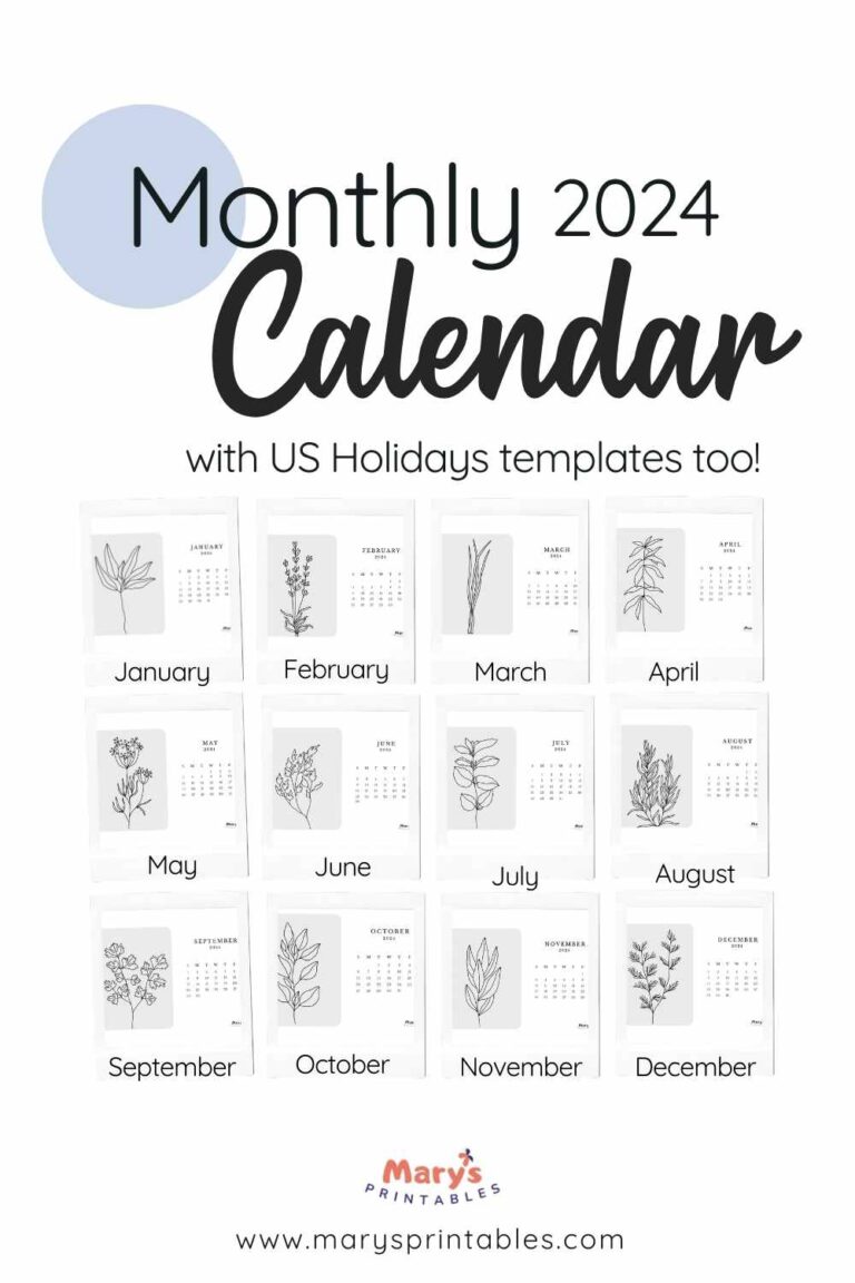 Printable Monthly Calendar 2024 Stay Organized and Thrive
