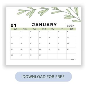 Printable January 2024 Calendar - Free Download