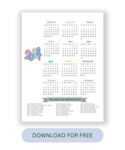 Printable Yearly Calendar for Free in 2024