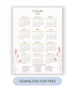 Printable Yearly Calendar for Free in 2024