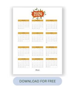 Printable Yearly Calendar For Free In 2024