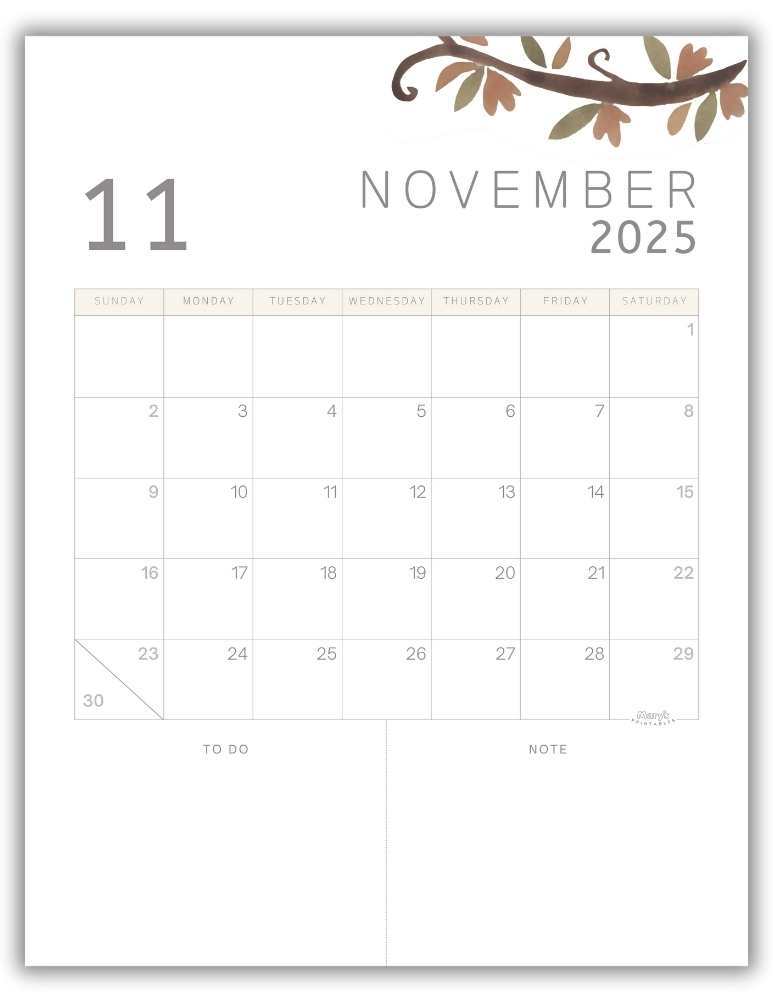 Printable November 2025 Calendar Free Cute Downloads